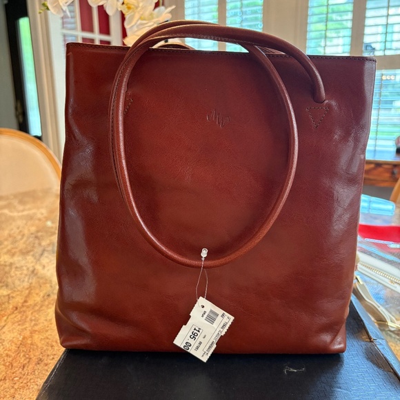 Vintage Monsac Leather Handbag Tote - Picture 1 of 5